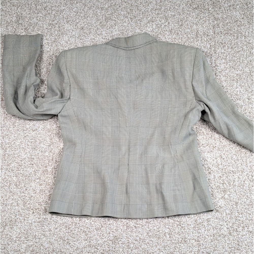 Lauren Ralph Lauren Womens Blazer Size 4 Gray Plaid Single Breasted FLAWED - Picture 5 of 8